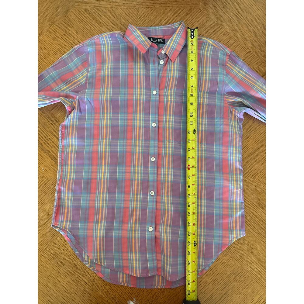 J. Crew Women's Preppy DadCore Madras Plaid Button Up Shirt Size 4 - Picture 6 of 9
